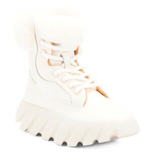 4CCCCEES Leather Tura Foa Boots White Shearling Lined Monster Sole